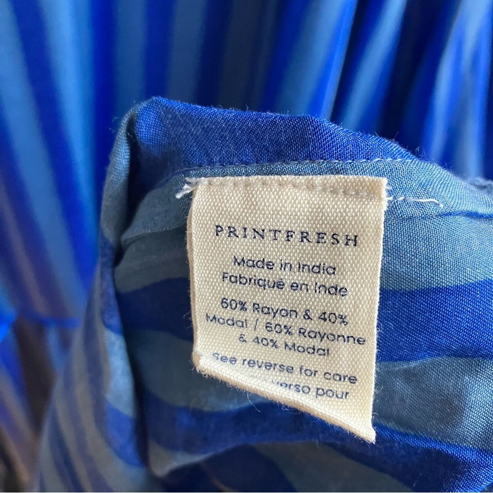 Printfresh Tiered Maxi Dress Size L Belted Blue Striped Long Sleeves Clowncore - Picture 8 of 11